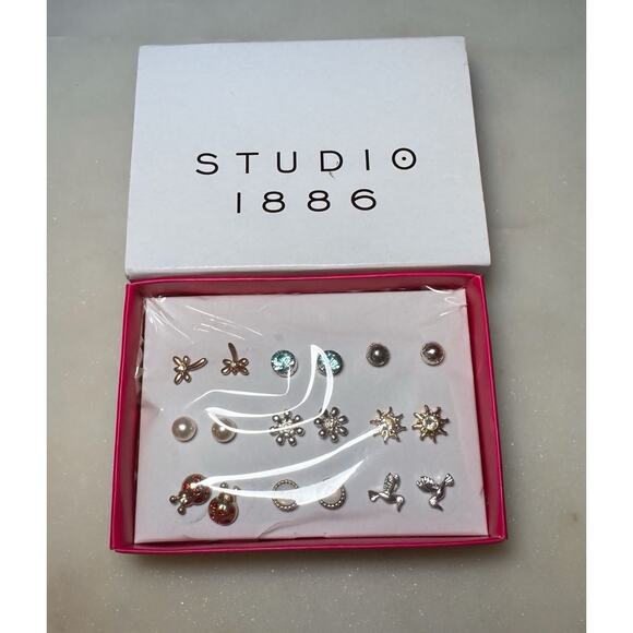 Avon Jewelry - Studio 54 By Avon Set of 9 Pierced Stud Earrings New In Box